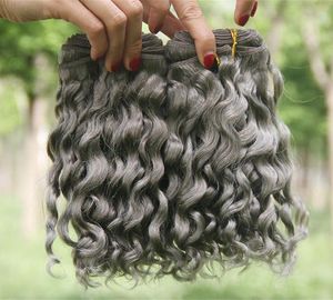 Sliver Grey Deep Wave Human Hair Extensions 3PcsLot Deep Curly Wavy Hair Bundles Gray Brazilian Virgin Hair Weaves4369619