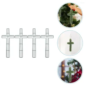 Dekorativa blommor 4 datorer Cross Garland Wreath Frame Making Tool Wreaths Dekorera metallblommor Floral järnställsramar