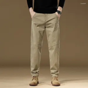 Erkek pantolon bahar sonbahar erkek pamuk rahat düzenli düz koyu gri haki iş iş pantolon erkek yüksek kaliteli