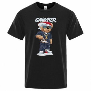 Use um urso de pelúcia com um colar de ouro Homens Mulheres Camiseta Confortável Camisetas Verão Cott Hip Hop Roupas Soltas Roupas Engraçadas d6bZ #