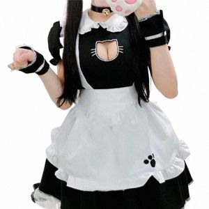 セクシーな黒猫の女の子の女性ファンタジーフレンチメイド衣装男性ゴシック甘いロリータ博士アニメコスプレコスチュームプラスサイズXXXL XXXXL S20I＃