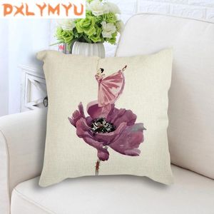 Pillow Linen Home Sofa Decorative Pillowcase Abstract Oil Painting Dancer On The Flower Print Throw Pillows Covers