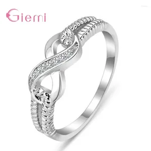 Cluster Rings Number 8 Twisted Micro-set Zircon Ring Female Creative 8-word Meeting Jewelry Wedding Valentine's Day Gift