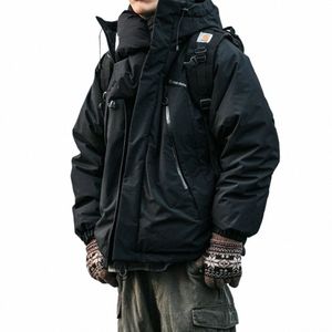 Vinter japansk högkvalitativ down jacka retro varm utomhus tjock skid puffer jacka män kläder streetwear harajuku casual coat 12se#