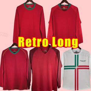 Camisas de futebol de manga comprida Retro RUI COSTA FIGO RONALDO NANI Camisas de futebol Camisetas de futbol Portugal Uniformes home manga longa 2016 16 2006 2012 06 12 2018 18