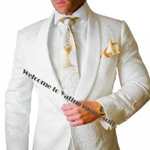 elfenben män bröllop tuxedos skräddarsydd sjal lapel smal passform för män för prom två stycken kostym+pant s9qn#
