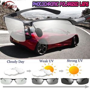Óculos de sol Scober AL-MG Liga Homens Pochromic Polarized Rimless Frame UV Polaroid Sports Driving Outdoor Designer Sun Glasses