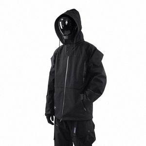 WhyWorks 22Aw Techwear Composite Stormtrooper Multi-Form Hooded Löstagbar jacka Darkwear Black Tech Coat Streetwear Fi Q76P#