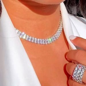 Chains Double Large Rhinestone Necklace Collar Whole Chain Wedding For Women Charms Choker Halloween Vintage Necklaces Jewelry220j