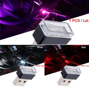 Upgrade 1 PCS Mini USB LED Decoration Atmosphere Bulb Car Interior Styling Decorative Ambient Light Universal White Ice Blue Red Pink