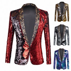 Europeiska och amerikanska FI Stiliga prestanda Dr Men's Double-Sided Turn Pequin Suit Catwalk Stage Performance Lothing E1OW#