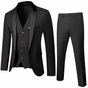 mężczyzn garnitur ślubny PROM DR Kurtka+spodnie+kamizelki garnitur zestaw Slim Fit Male Blazer Male Blazer Brytyjski styl ubiór pana młodego R4lj#