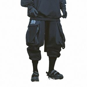 Pantaloni cargo Techwear neri da uomo Hip Hop Streetwear Pantaloni da jogging Grandi tasche Elastico in vita Harajuku Pantaloni larghi casual Y2k K2zZ #