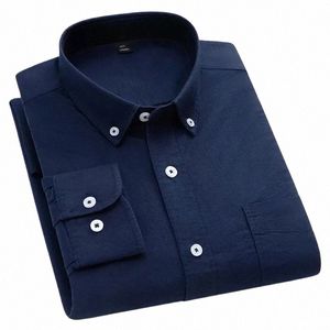 Camisas clássicas para homens 100% Cott Oxford LG manga camisa homem casual regular ajuste macio primavera verão nova cor sólida roupas q4zN #