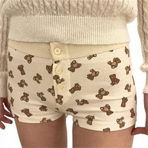 Y2K Vintage Cott Home Shorts Women Casual Print Butt High midje Sweatshorts Summer Fairy Cute Streetwear Slim Short Pants V6GO#