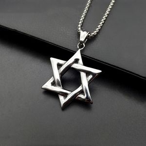 Colares Pingente Estrela de David Israel Cadeia Colar Mulheres Aço Inoxidável Judaica Prata Cor Judaica Homens JóiasPendant188C