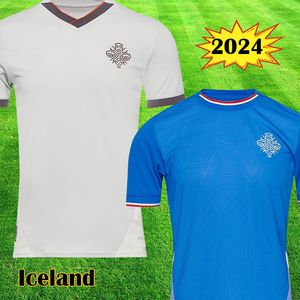 2024 Island Soccer Jerseys Home Away Island National Football Team Kits Men Tops Skjortor Uniformer Set Blue Tops White Island Jersey