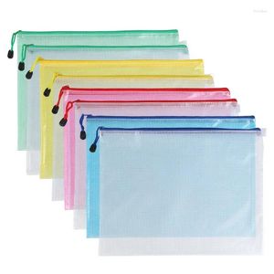 Storage Bags 10Pcs Mesh Zipper Pouch A4 A5 B5 Waterproof Durable Pencil Case School Office Supplies File