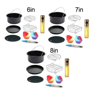 Curtains 13 Pieces Air Fryer Accessories Set Heat Insulation Non Stick Air Fryer Parts Pizza Pan for Household Cooking Baking Bbq Kitchen