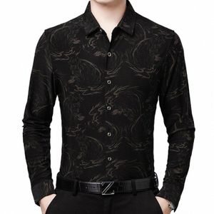 2022 Casual Men's Printed Shirts Men's Korean Pocket Fi LG Sleeve Shirts Luxury Dres Casual Wear Jersey Jackets 05sv#