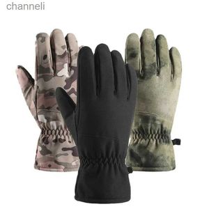 Taktiska handskar vinter för män utomhus varm pekskärm cykeljakt klättring kamouflage snö yq240328