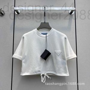 女性用Tシャツデザイナー2023新しい小さなカジュアルソリッドカラー汎用性のある短いドローストリングセータースリーブTシャツ夏IPZ9 2ZCQ