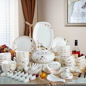 Dinnerware Sets Jingdezhen Ceramic Tableware Set Household Dish Bone China Gift