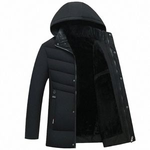 新しいfiフリースフード付き冬のコートメン濃い暖かいメンズ冬のジャケット父親のための風プルーフギフト