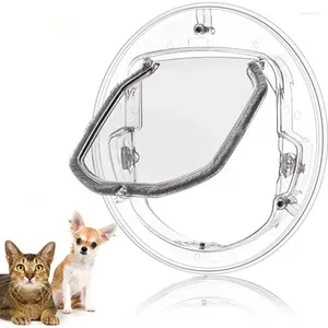 Cat Carriers Round Transparent Pet Gate With 4-way Lock Door Creative Household And Puppy Free Access Doorway Small Supplies