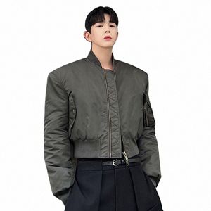 IEFB Spring Army Green Versatile Short Thicked Men Padded Jacket 2023 Korean FI Male Cott Coat Solid Color 9A6317 67VT#