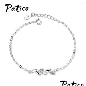 Chain Link Bracelets Korean Women Sterling Sier Leaves Branch Shape Lovely Bracelet Femme Psera Mujer Friendship Jewelry Gift Drop Otsqv