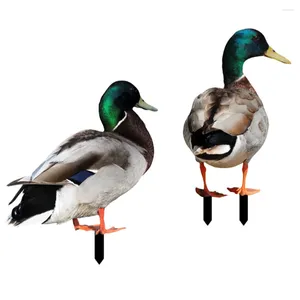 Garden Decorations 2 Pcs Duck Decoration Yards Acrylic Stake Emblems Lawn Sign Stakes Ornament