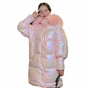 2022 novo inverno parkas engrossar jaqueta feminina puffer casaco brilhante gola de pele quente com capuz lg feminino para baixo cott parka outwear n6y7 #