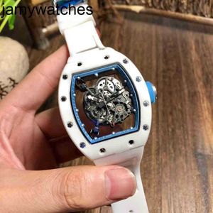 Orologio meccanico Richarsmill Cool Rakish orologi da polso Tv Factory Rms055 Designer uomo in ceramica bianca scava fuori Pe 6j4s 7shv 2024 stile di lusso