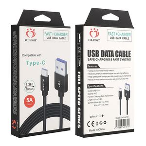 5A USB Typ C -kabel Fast laddning av mobiltelefonladdare Typ C Data Cord för Samsung S20 S9 S8 Huawei P40 Mate 30 Xiaomi Redmi