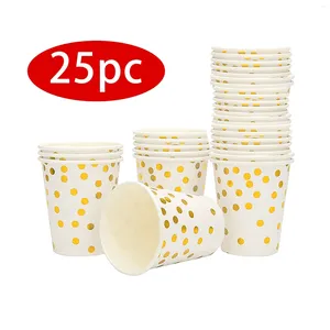 Disposable Cups Straws Party Supplies Set Gold Point Paper Dish Meal Napkin Cup