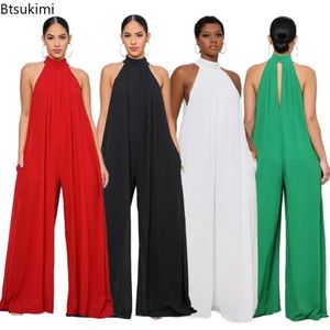 Kvinnors sommar ärmlös Chiffon Loose Jumpsuits Fashion Elegant Solid Jumpsuit Kvinna Födelsedagsfestklubb Overaller kläder 240315