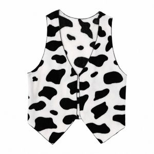 men Cow Print Vest Adult Festival Vintage Hippie Costume Open Frt Sleevel Vest for Halen Cosplay Carnival Party Jackets E2By#