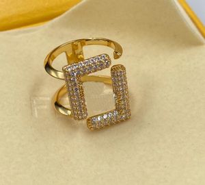 Double F Letter Designer Rings Diamond F Letter Ring Engagements for Lady Love Ring Designers Jewelry Gift HFRN2 --01F