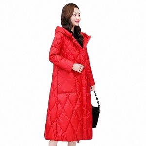 Nowa kurtka w dół koziołowa kobiety 2024 Zimowe medium do kieszonkową LG Pocket Pocorts Casual z kapturem luźne wiatroodporne odzież wierzchnią R8T4#