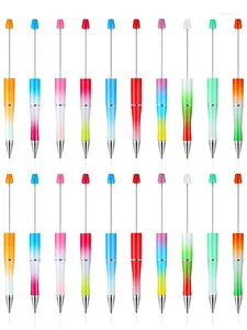 20Pcs Gradient Color Beadable Pen Bead Ballpoint Black Ink Beaded Pens For DIY Making Gift