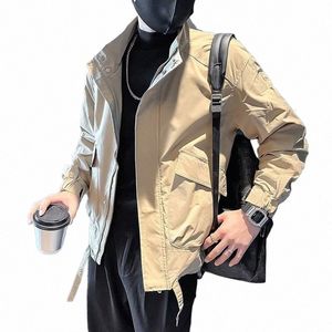 Мужская новая повседневная куртка Высококачественная модная Fi воротник-стойка на молнии с большим карманом Удобная универсальная уличная куртка Y0wS #