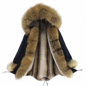 Lavelache New Winter Jacket Men Coat LG Real Fur Man Parkas Faux Päls fodrad ytterkläder Streetwear Big Casual Warm T1oy#