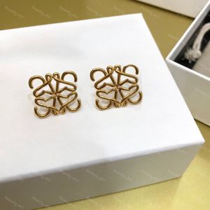 Modebrev örhängen för kvinnor enkel studörhänge lyxig designer smycken guld aretes män öron med låddesigners accessor243o