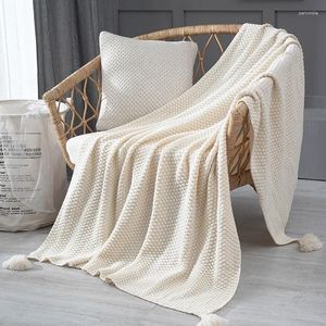 Decken Boho gestrickt werfen Decke weiche warme Wollfasern einfache Farbe Waffel geprägtes Zimmer Dekor Sofa Abdeckung Mikrofaser Bettwäsche