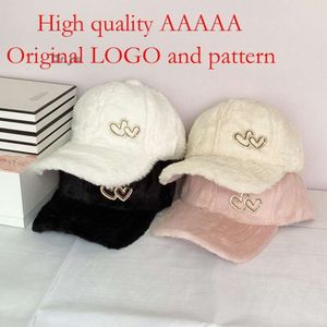 2022 Autumn/Winter New Women's Long Rabbit Plush Warm Baseball Water Diamond Double Love Versatile Ank Tongue Hat