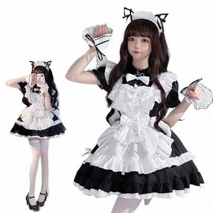Anime Apr Dr Dark Gothic Black and White Maid Dr Cosplay Palace Cos Soft Girl Dr Party Stage Costume E59e#