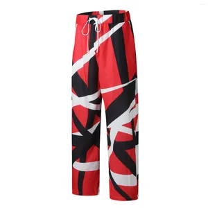 Pantaloni da uomo stampati da uomo tasca con lacci pantaloni casual da uomo di grandi dimensioni Y2k abbigliamento Pantalones streetwear pantaloni sportivi larghi dritti