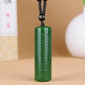 Pendants Natural Green Hand-carved Heart Sutra Jade Pendant Fashion Boutique Jewelry Men And Women Necklace Gift Accessories