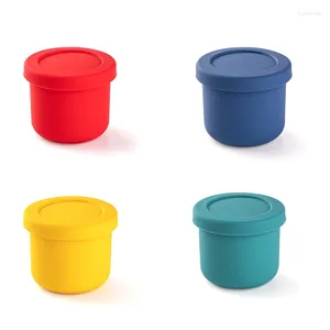 Storage Bottles Set Of 4 Snack Container Food Multi-Color Silicone Reusable Airtight Containers With Lid